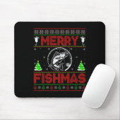 Merry Fishmas B Fish Fishing Ugly Christmas Sweate Mousepad (Mit Mouse)