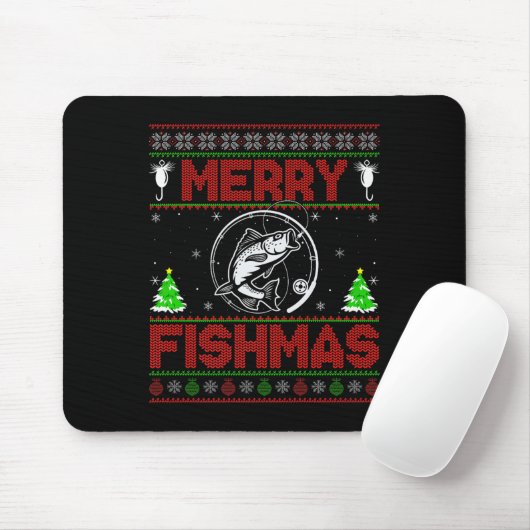 Merry Fishmas B Fish Fishing Ugly Christmas Sweate Mousepad (Mit Mouse)