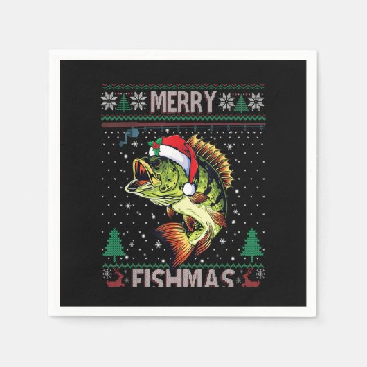 Merry Fishmas Bass Fish Weihnachtsfest Ugly Swe Serviette (Vorderseite)