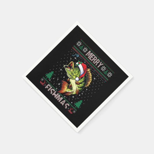 Merry Fishmas Bass Fish Weihnachtsfest Ugly Swe Serviette (Ecke)