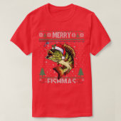 Merry Fishmas Bass Fish Weihnachtsfest Ugly Swe T-Shirt (Design vorne)