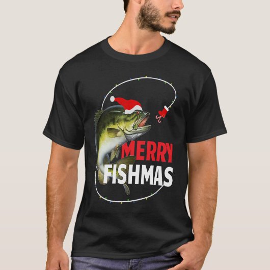 Merry Fishmas Bass Fishing Fishermen T-Shirt (Vorderseite)