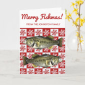 Merry Fishmas Bass Fishing Snowflake Holiday Karte (Gelbe Blume)