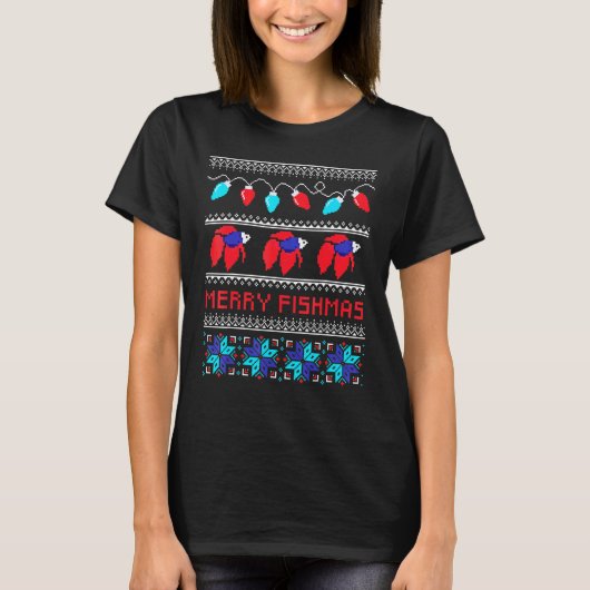 Merry Fishmas Betta Fish Ugly Xmas T-Shirt (Vorderseite)