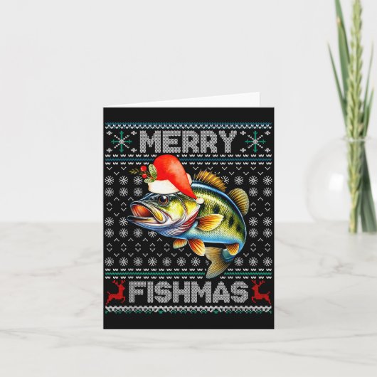 Merry Fishmas Christmas Holiday Santa Fishing Xmas Karte (Vorderseite)