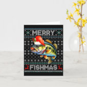 Merry Fishmas Christmas Holiday Santa Fishing Xmas Karte (Gelbe Blume)