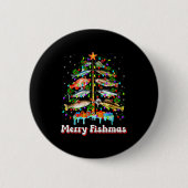 Merry Fishmas Christmas Tree Funny Fish Fishing Fi Button (Vorderseite)