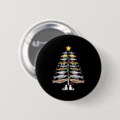 Merry Fishmas Christmas Tree Funny Fishing  Button (Vorne & Hinten)