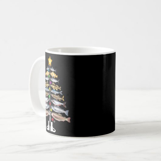 Merry Fishmas Christmas Tree Funny Fishing Kaffeetasse (Vorderseite Links)