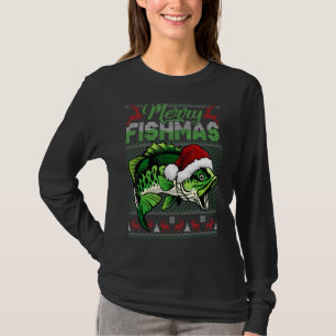 Merry Fishmas Fischerei Fischer Ugly Christmas Swe T-Shirt