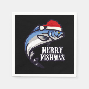 Merry Fishmas Fischerei Fischer Weihnachtsgeschenk Serviette