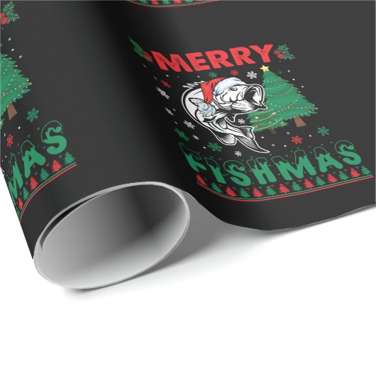 Merry Fishmas Fish Fish Vater Fischer Weihnachten Geschenkpapier (Rolleneckpunkt)
