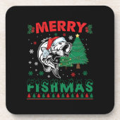 Merry Fishmas Fish Fish Vater Fischer Weihnachten Getränkeuntersetzer (Vorderseite)