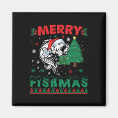 Merry Fishmas Fish Fish Vater Fischer Weihnachten Magnet (Vorne)