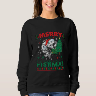 Merry Fishmas Fish Fish Vater Fischer Weihnachten Sweatshirt