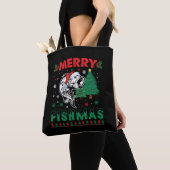 Merry Fishmas Fish Fish Vater Fischer Weihnachten Tasche (Von Nahem)