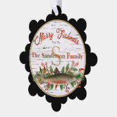 Merry Fishmas Fish Fishing Ornament Karte (Linke Ecke)