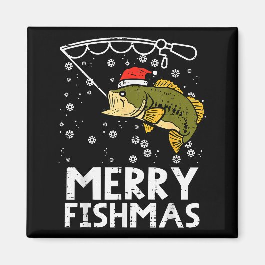 Merry Fishmas Fish Fishing Xmas Christmas Dad Men Magnet (Vorne)