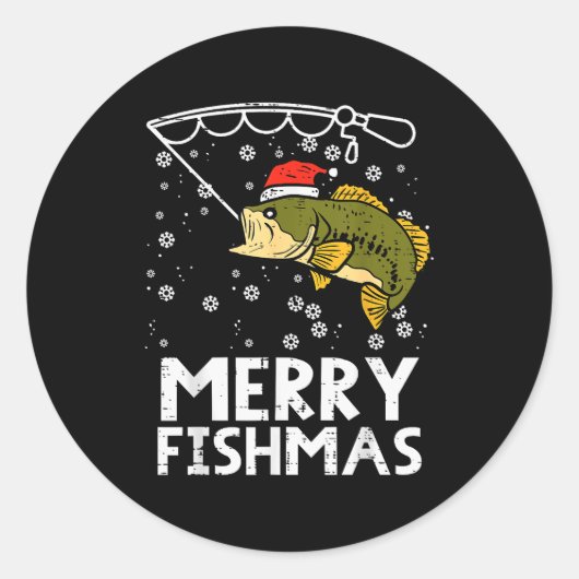 Merry Fishmas Fish Fishing Xmas Christmas Dad Men Runder Aufkleber (Vorderseite)