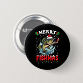 Merry Fishmas Fish Funny Fishing Weihnachtsmann Va Button (Vorne & Hinten)