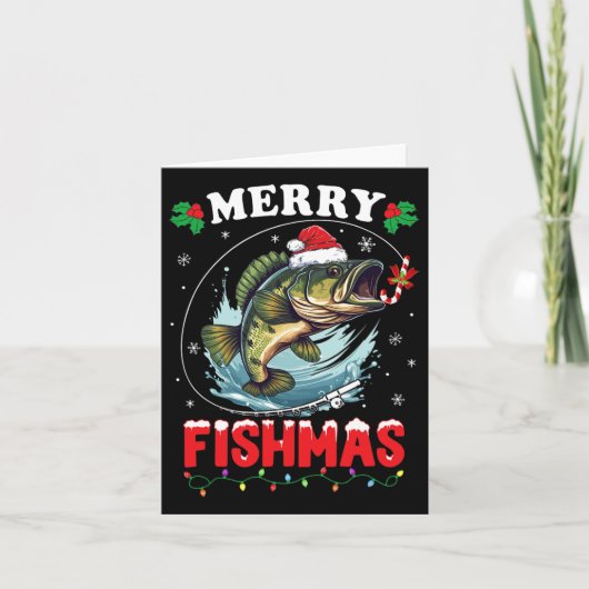 Merry Fishmas Fish Funny Fishing Weihnachtsmann Va Karte (Vorderseite)