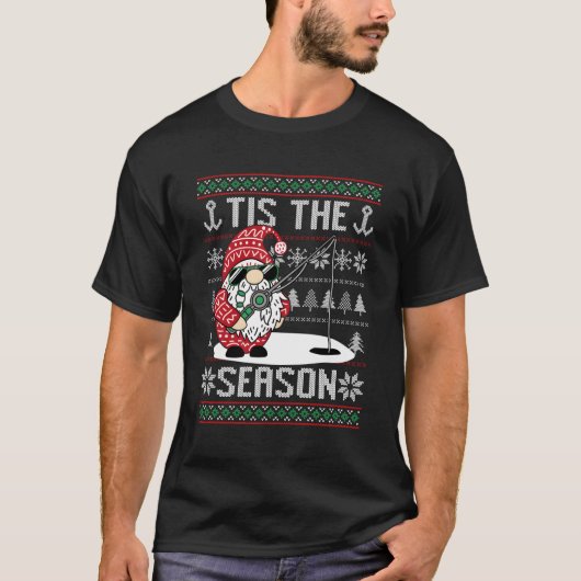 Merry Fishmas Fishing Gnome Santa Fisher T-Shirt (Vorderseite)