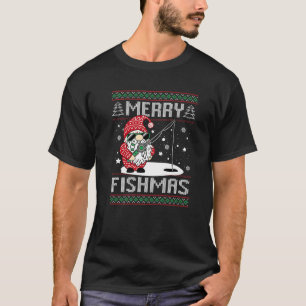 Merry Fishmas Fishing Gnome Weihnachten Weihnachts T-Shirt