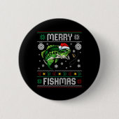 Merry Fishmas Fun Fisch Fischfang Ugly Chri Button (Vorderseite)