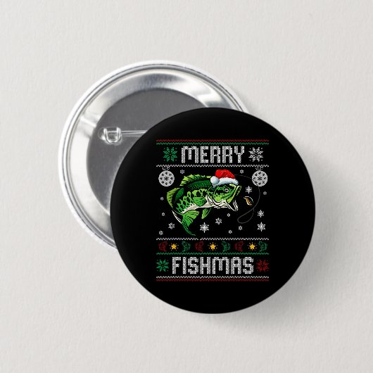 Merry Fishmas Fun Fisch Fischfang Ugly Chri Button (Vorne & Hinten)