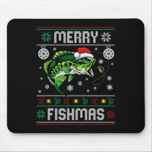 Merry Fishmas Fun Fisch Fischfang Ugly Chri Mousepad
