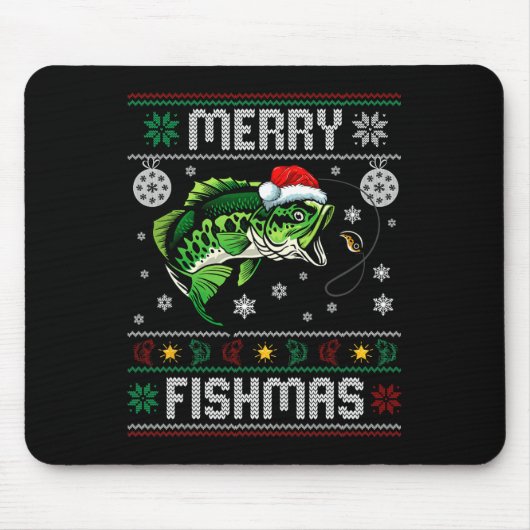 Merry Fishmas Fun Fisch Fischfang Ugly Chri Mousepad (Vorne)