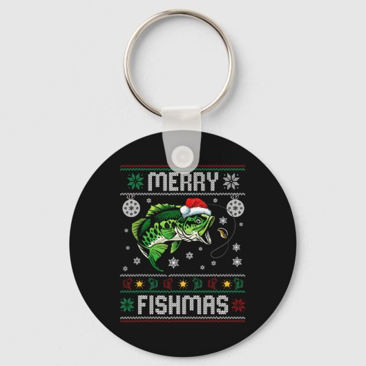 Merry Fishmas Fun Fisch Fischfang Ugly Chri Schlüsselanhänger (Vorderseite)