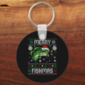 Merry Fishmas Fun Fisch Fischfang Ugly Chri Schlüsselanhänger (Vorderseite)