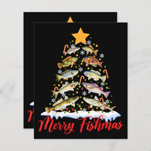 Merry Fishmas Funny Christmas Tree Lights Fish Fis (Vorne/Hinten)