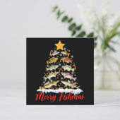 Merry Fishmas Funny Christmas Tree Lights Fish Fis Einladung (Stehend Vorderseite)