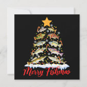 Merry Fishmas Funny Christmas Tree Lights Fish Fis Einladung (Vorderseite)