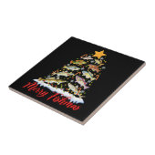 Merry Fishmas Funny Christmas Tree Lights Fish Fis Fliese (Seite)