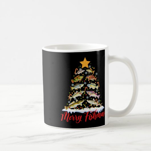 Merry Fishmas Funny Christmas Tree Lights Fish Fis Kaffeetasse (Rechts)