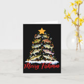 Merry Fishmas Funny Christmas Tree Lights Fish Fis Karte (Gelbe Blume)