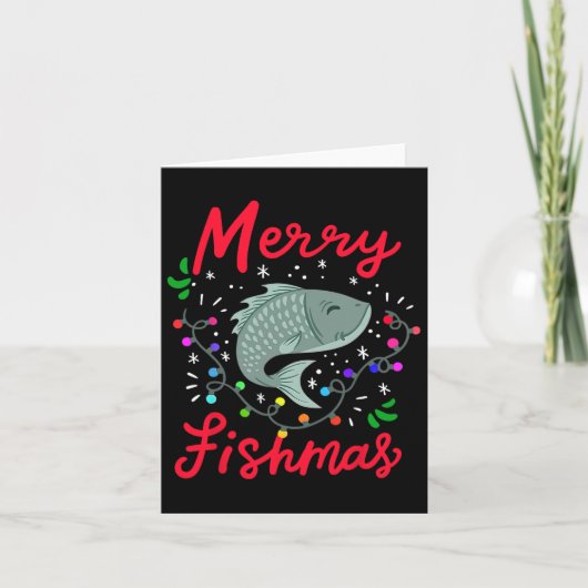 Merry Fishmas Funny Christmas Tree Lights Fish Fis Karte (Vorderseite)