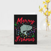 Merry Fishmas Funny Christmas Tree Lights Fish Fis Karte (Gelbe Blume)