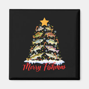 Merry Fishmas Funny Christmas Tree Lights Fish Fis Magnet