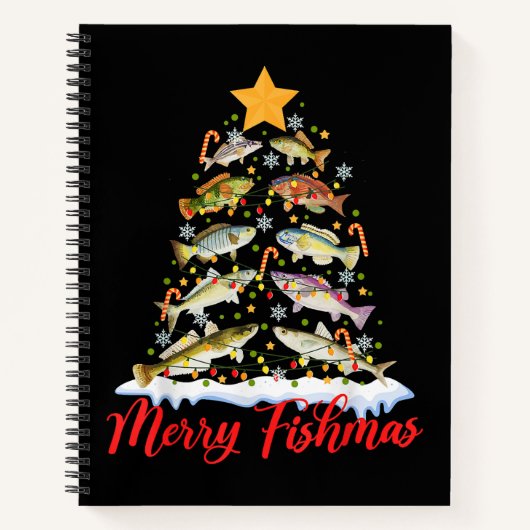 Merry Fishmas Funny Christmas Tree Lights Fish Fis Notizblock (Vorderseite)