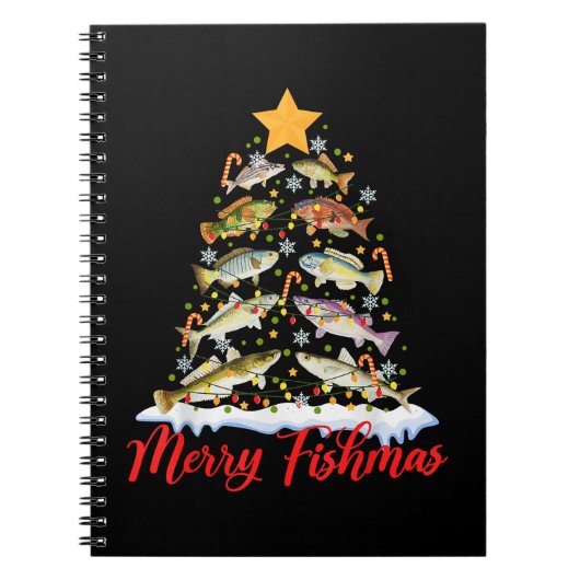 Merry Fishmas Funny Christmas Tree Lights Fish Fis Notizblock (Vorderseite)