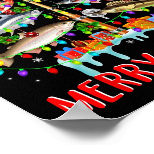 Merry Fishmas Funny Christmas Tree Lights Fish Fis Poster (Ecke)