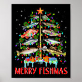Merry Fishmas Funny Christmas Tree Lights Fish Fis Poster (Vorne)