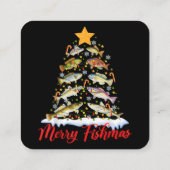 Merry Fishmas Funny Christmas Tree Lights Fish Fis Quadratische Visitenkarte (Rückseite)