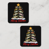 Merry Fishmas Funny Christmas Tree Lights Fish Fis Quadratische Visitenkarte (Vorne/Hinten)
