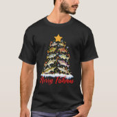 Merry Fishmas Funny Christmas Tree Lights Fish Fis T-Shirt (Vorderseite)