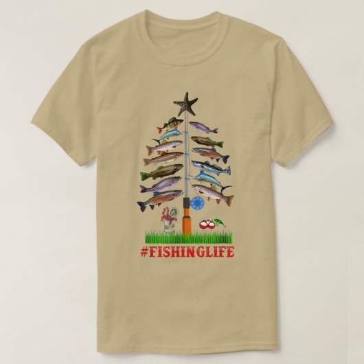 Merry Fishmas Funny Christmas Tree Lights Fish Fis T-Shirt (Design vorne)